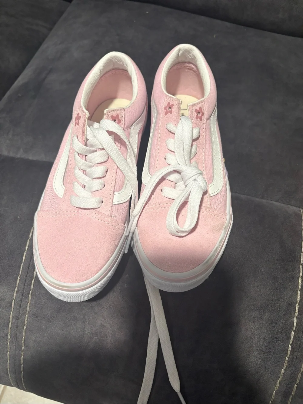 Vans Pink and White Kids' Low-Top Sneakers